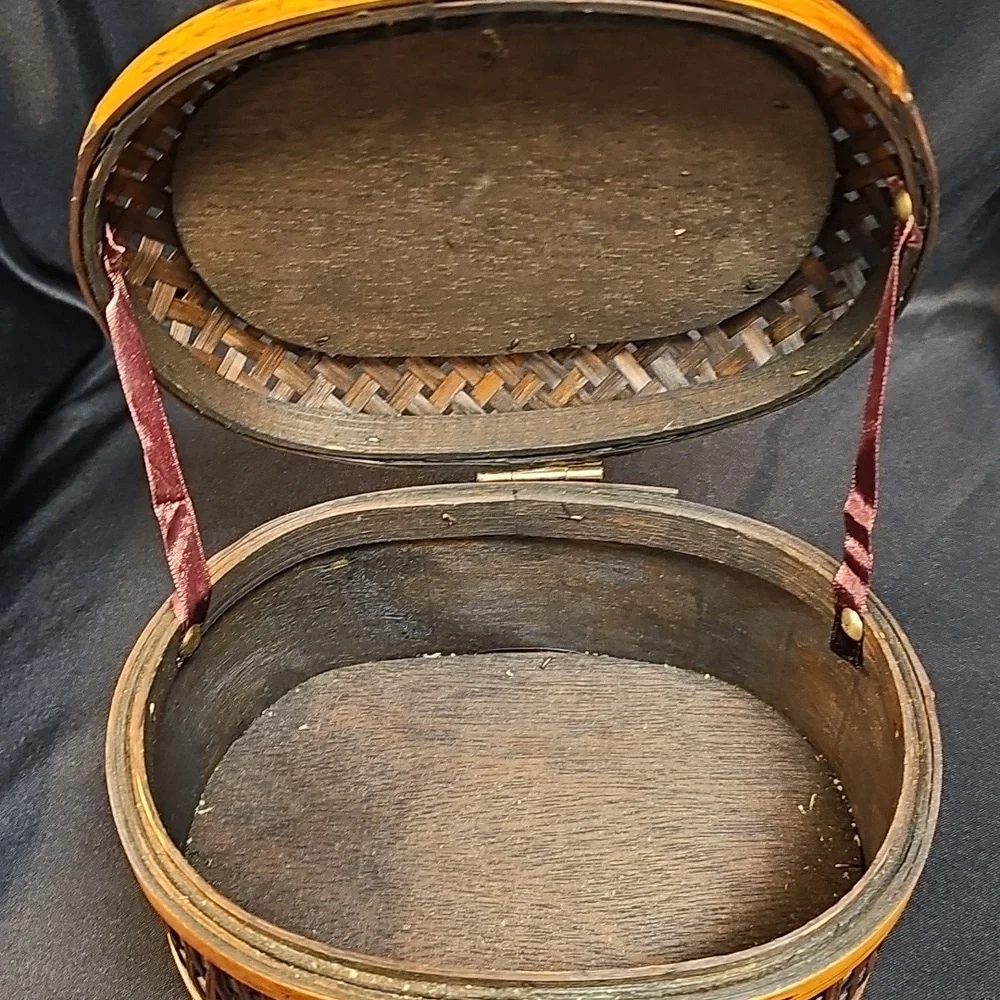Set of Three Woven Wooden Baskets